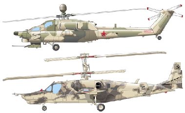 Различные схемы расположения винтов у Ми-28 и Ка-50