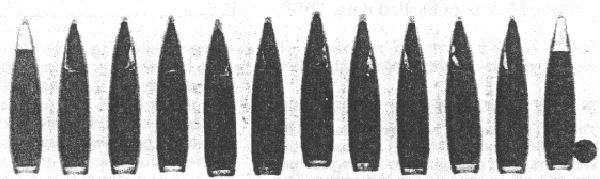 Рентгеновский снимок 10 извлеченных из желатина пуль от АК-75 (5,45х39 мм)